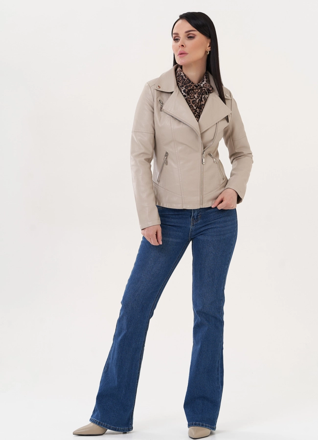 фото Куртка из эко кожи с отложным воротником модель № 26966