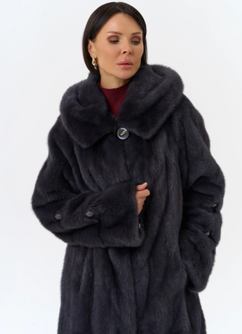 Шуба из меха норки с капюшоном фото