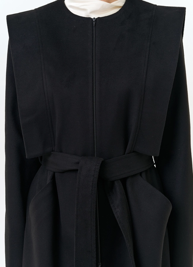 Женское длинное пальто с акцентными плечами  модель № 32856 универмаг малина