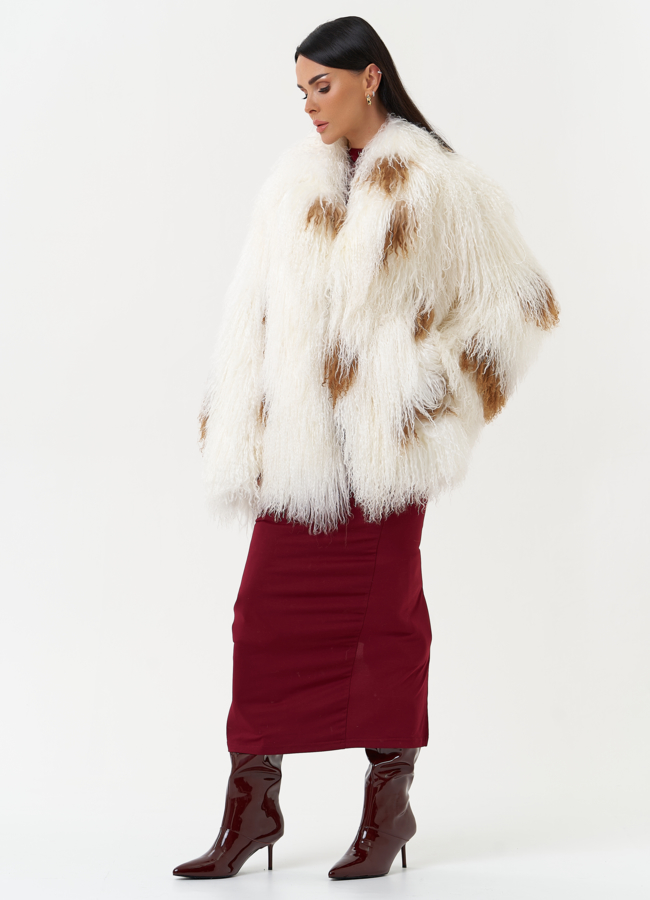 Женская шуба из меха ламы модель № 30634 универмаг малина