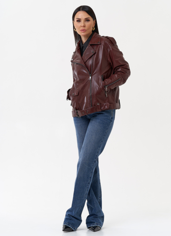 Женская косуха бордового цвета