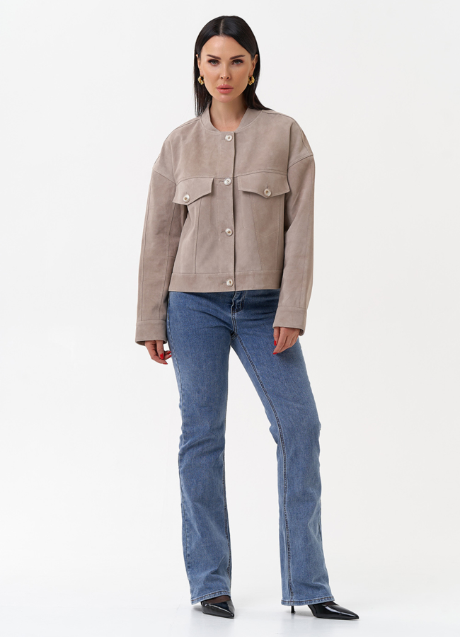 Светлая куртка из замши модель № 29927 универмаг малина