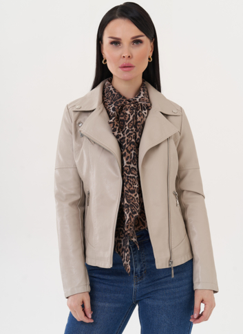 Куртка из эко кожи с отложным воротником