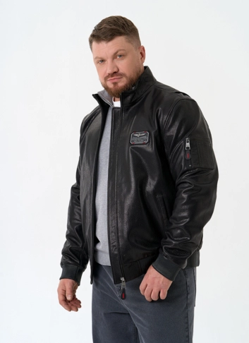 Мужская куртка бомбер из натуральной кожи