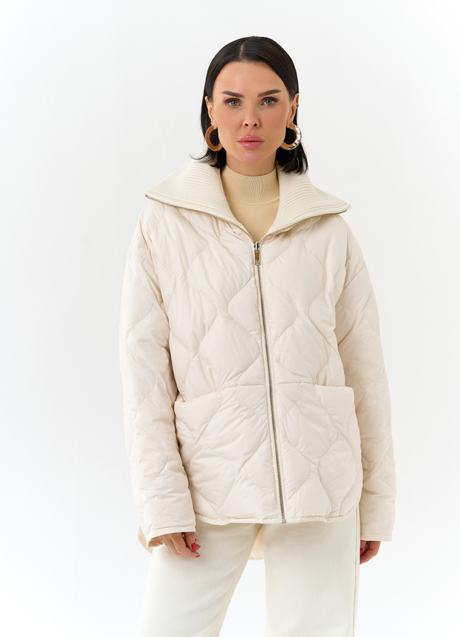 Женская двухсторонняя куртка с высоким воротником модель № 32664 универмаг малина