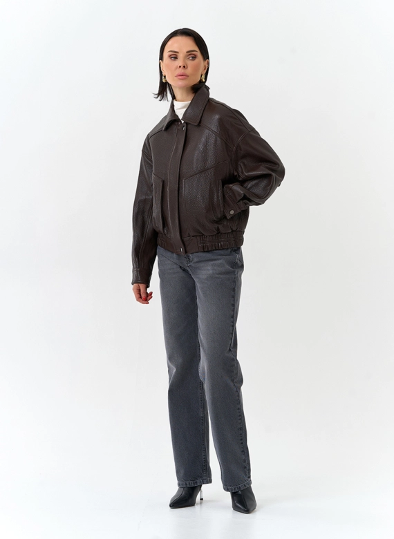 Женская куртка бомбер из натуральной кожи