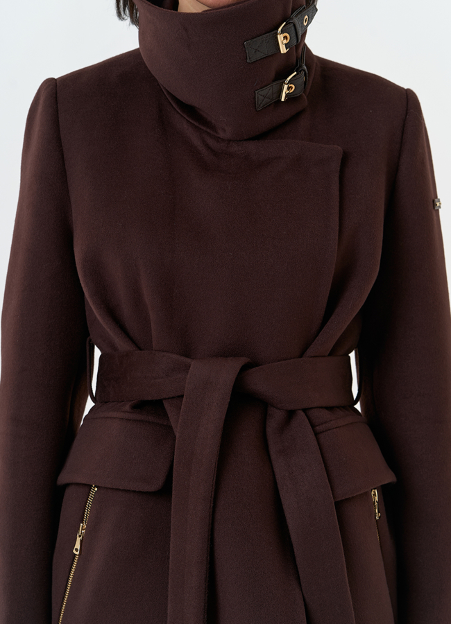 Женское укороченное пальто с воротником стойкой модель № 32553 универмаг малина