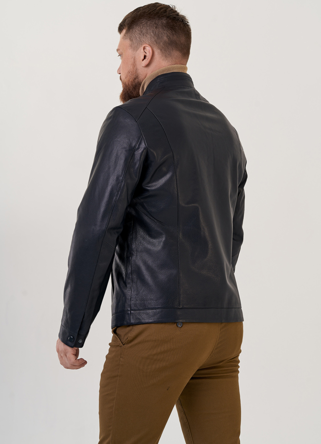 Куртка мужская из натуральной кожи с воротником стойкой  модель №  24366 универмаг малина