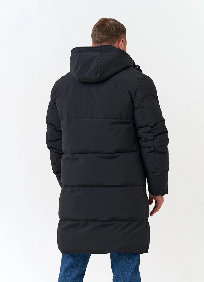 фото Удлиненный мужской пуховик с капюшоном модель № 34077 фото