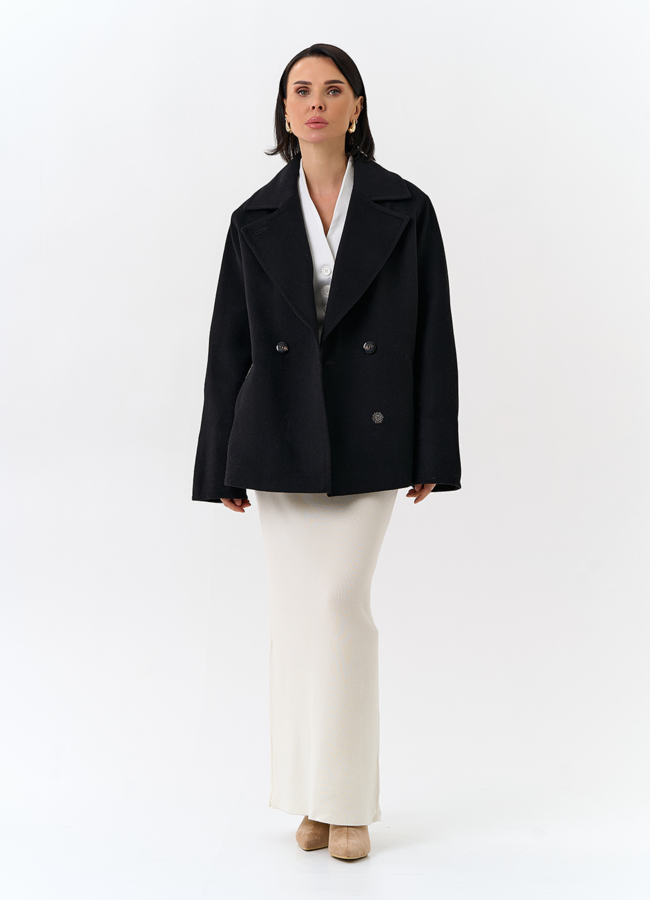 Женское укороченное пальто с английским воротником модель № 32511 универмаг малина