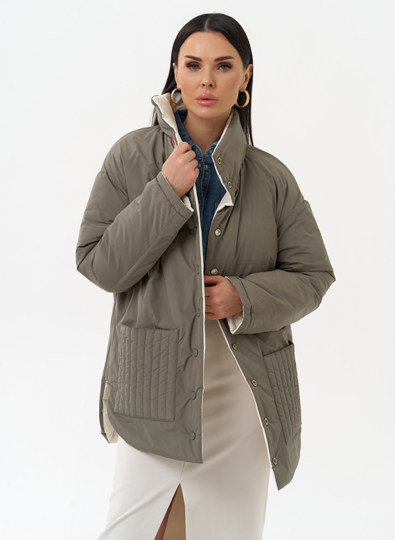 Женская двухсторонняя куртка с воротником стойкой