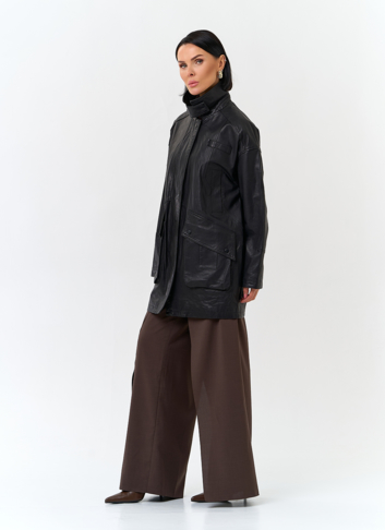 Женская удлиненная куртка из натуральной кожи