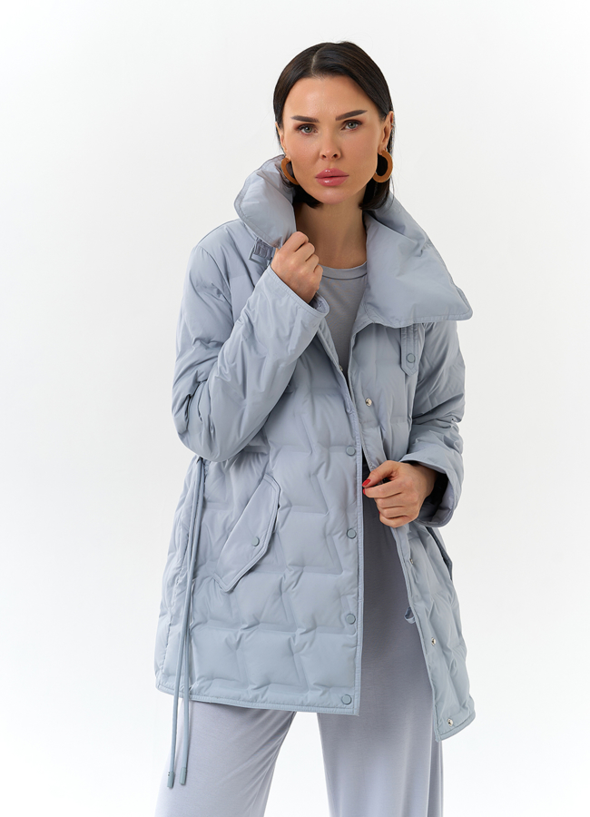 Женская куртка с декоративным поясом модель № 32661 меха малина