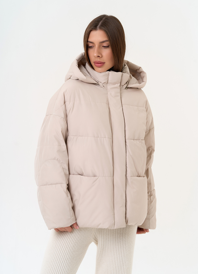 Женский короткий пуховик с капюшоном модель № 31587 в кредит