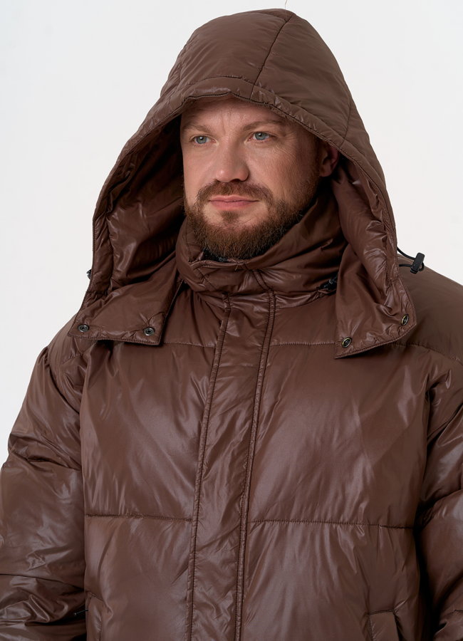 Мужской пуховик коричневого цвета модель № 31465 универмаг малина