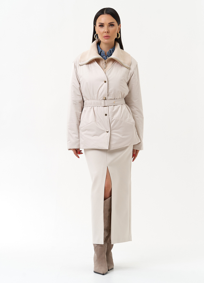 Женская утепленная куртка с поясом модель № 30053 универмаг малина