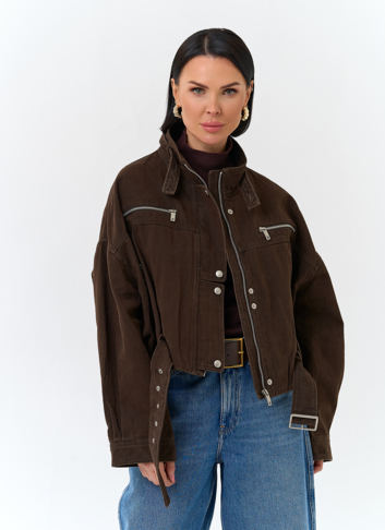 Женская короткая джинсовая куртка