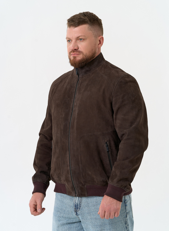 Мужская куртка бомбер из натуральной замши