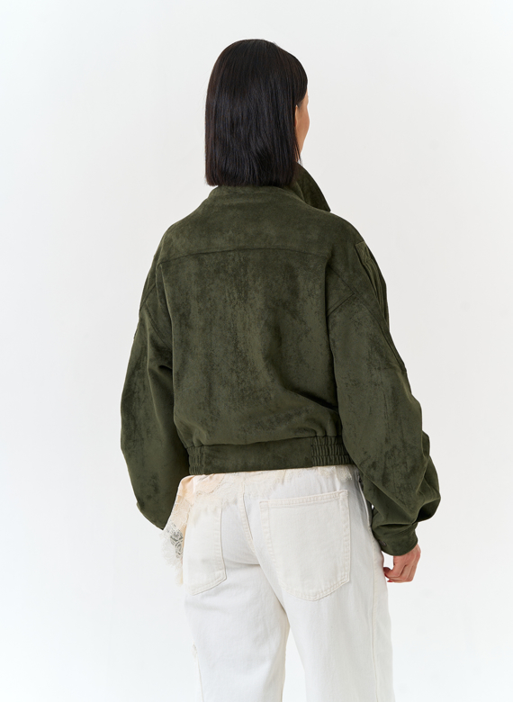 Женская куртка бомбер из эко замши 