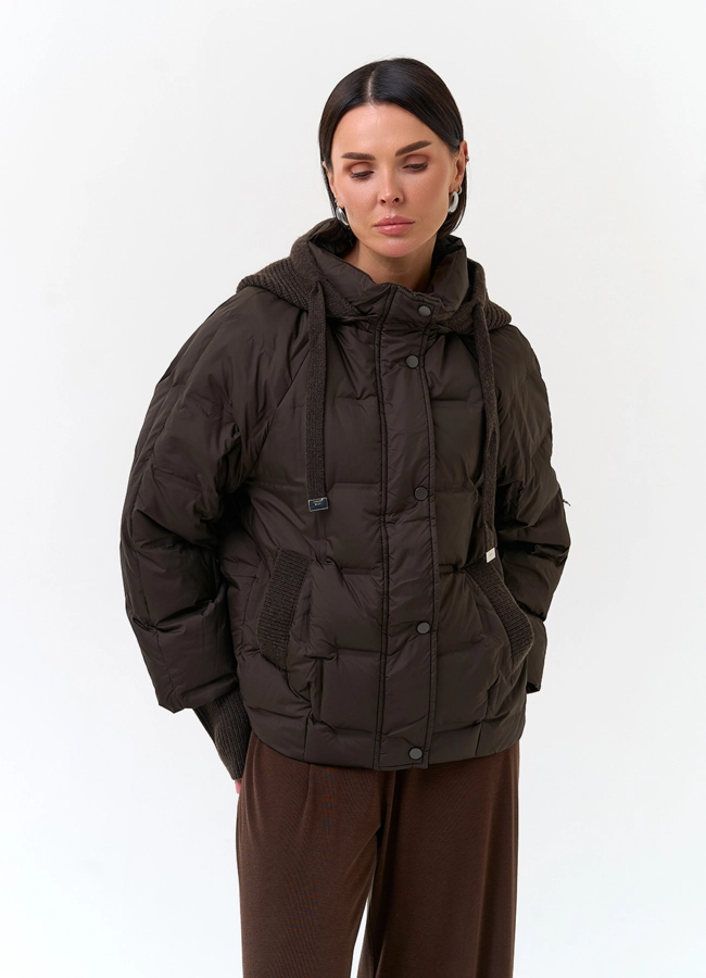 Женская куртка с трикотажным капюшоном модель № 33825 универмаг малина