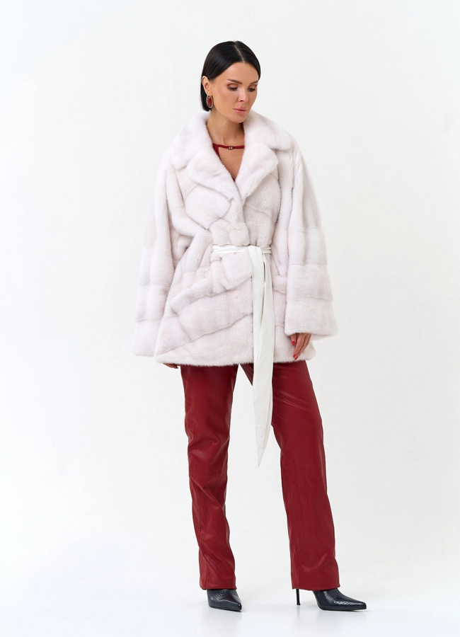 Шуба из меха норки белого цвета модель № 34188 универмаг малина фото