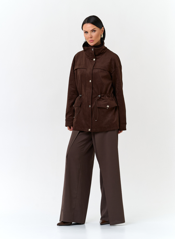 Женская куртка парка из эко замши 