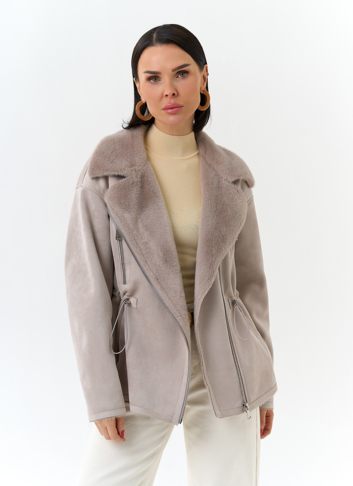 Женская дубленка из эко замши