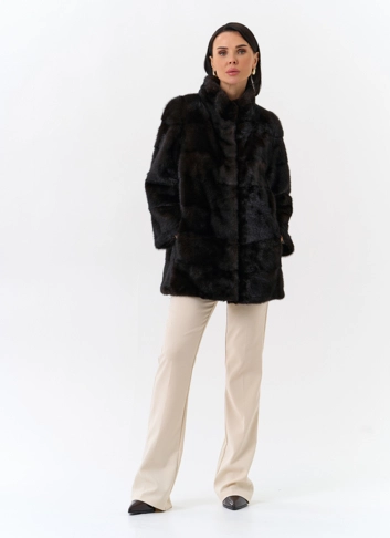 Шуба из меха норки фото