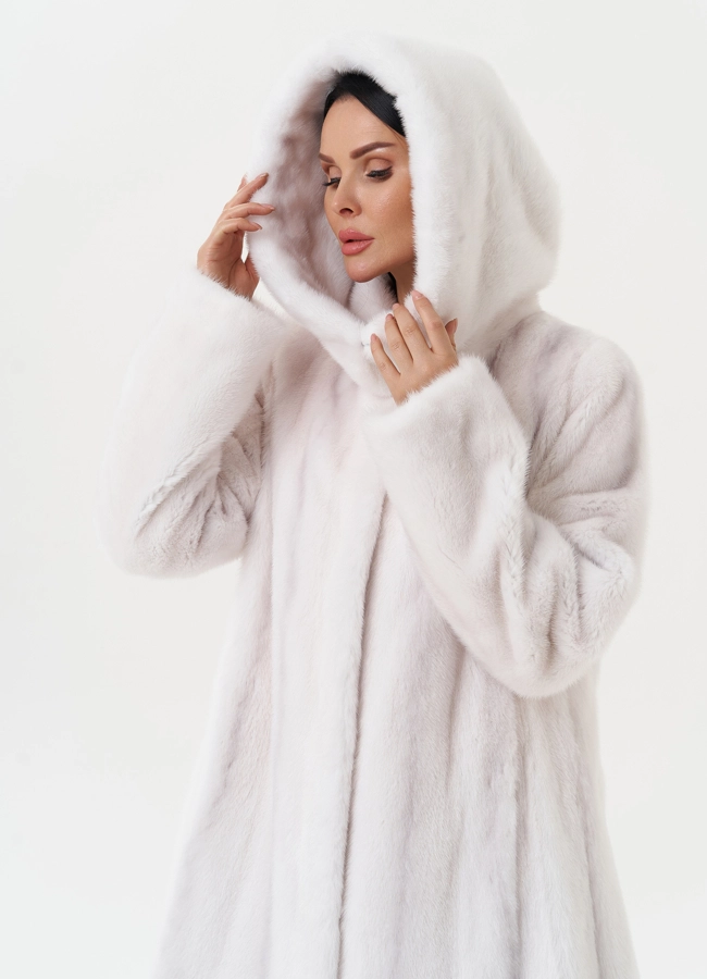 Шуба из меха норки в роспуск модель № 23152 меха малина