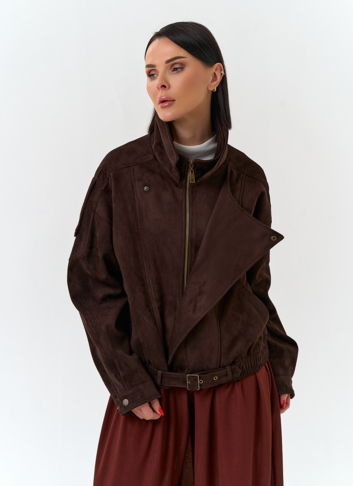 Женская куртка бомбер из эко замши