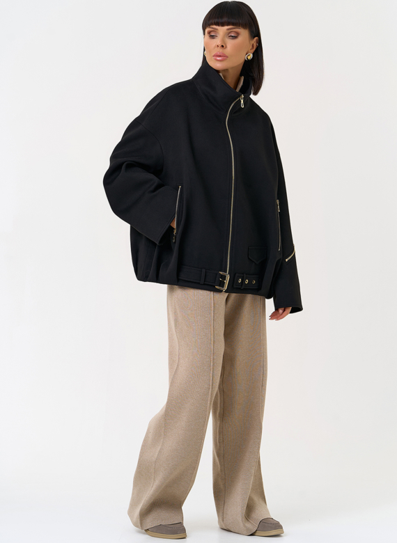 Женское пальто бомбер с воротником стойкой