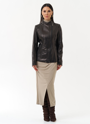 Куртка кожаная черного цвета